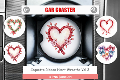 Coquette Ribbon Wreaths Car Coaster Product Image 1