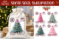 Pink Christmas Tree Santa Sack, Winter Santa Sack Designs Product Image 1