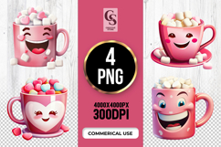 Cute Pink Mug With Marshmallow Clipart Sublimation PNG Product Image 1