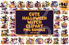 Cute Halloween Witch PNG Bundle Product Image 1