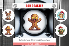 Cute Christmas Characters Car Coaster Product Image 1