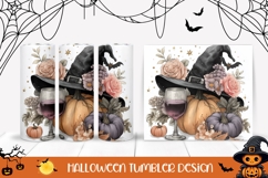 Floral Halloween Hat Tumbler, Floral Pumpkins Tumbler Design Product Image 1