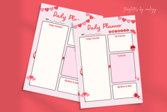 Valentine Daily Planner Template Cute Pink Heart Planner Product Image 1