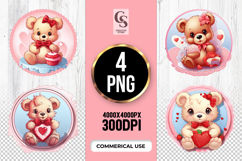 Teddy Bear With Heart And Cupcake Clipart Sublimation PNG Product Image 1