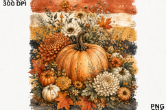 Vintage Fall Pumpkin Floral Autumn Sublimation SVG Product Image 2
