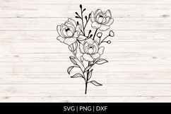 Hand Drawn Peonies Floral Bouquet SVG Product Image 1