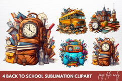 Watercolor Back To School Sublimation Clipart Product Image 1