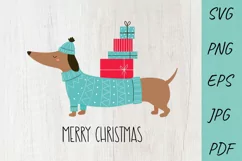 Christmas SVG, Christmas dog, Dachshund SVG, Dog SVG Product Image 1