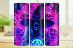 Neon Witch 20oz Skinny Tumbler Wrap Sublimation Design. Product Image 1