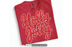Holly Jolly PNG | Preppy Christmas Patchwork Sublimation Product Image 2