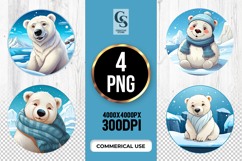 Adorable Polar Bear Clipart Sublimation PNG Product Image 1