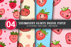 Strawberry Hearts Digital Paper Product Image 1