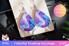 Colorful Teardrop Earring Sublimation, Liquid Paint Earrings Product Image 1