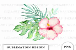 Watercolor Tropical Flowers Bouquet png Product Image 1