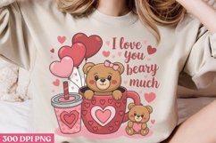 I love you beary much PNG, Coffee Valentines day Sublimation Product Image 2