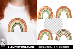 Boho Rainbow Pastel Clipart Sublimation PNG Product Image 1