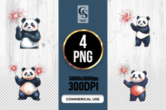 Patriotic Panda Clipart PNG Product Image 1