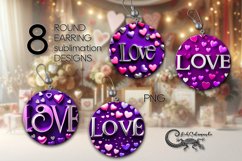 Valentine inscription | 8 Sublimation round earring designs Product Image 1