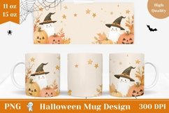 Halloween Pumpkins Mug Wrap, Kawaii Ghost Mug PNG Product Image 1