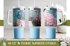 Blue Tumbler Design, Vintage Hydrangea 40 Oz Tumbler Product Image 1
