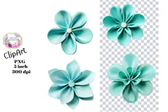 Turquoise, Tiffany Blue, Flowers, Ephemera, PNG, Clipart Product Image 1