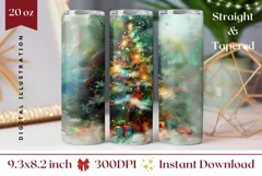 Christmas Village Tumbler Wrap, Cute Christmas Tree Tumbler Product Image 1