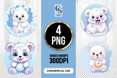 Cute Polar Bear Clipart Sublimation PNG Product Image 1