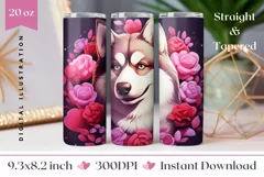 Valentine Husky Tumbler Sublimation, Cute Dog Tumbler Wrap Product Image 1