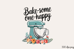 Bake-some one-happy PNG, Vintage Kitchen Sublimation PNG Product Image 2