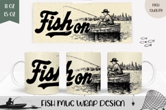 Fish On Mug Wrap, Fishing Mug Design, Fisherman Sublimation Product Image 1