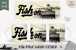 Fish On Mug Wrap, Fishing Mug Design, Fisherman Sublimation Product Image 1