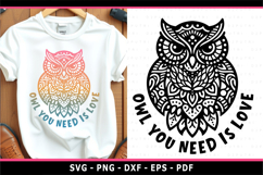 Zentangle Owl SVG, Owl you need is love, Funny quotes SVG Product Image 1