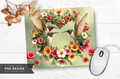 Hummingbird Heart Wreath Mouse Pad PNG Design Product Image 1