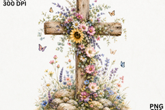 Floral Cross Christian Wildflower Faith Sublimation SVG Product Image 2