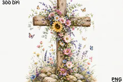 Floral Cross Christian Wildflower Faith Sublimation SVG Product Image 2