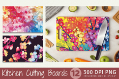 Rainbow Cherry Blossom Floral Cutting Boards sublimation Des Product Image 1