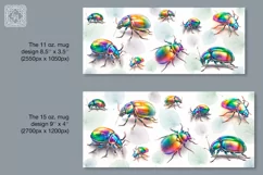 Rainbow Bugs mug PNG sublimation. 11 & 15 oz mug wrap PNG Product Image 2