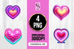 Colorful Neon Heart Clipart Sublimation PNG Product Image 1