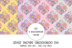 Retro Flower Seamless Pattern, Groovy Floral Pastel Design Product Image 1