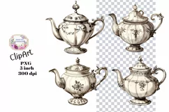 Teapot, Clipart, Ephemera, PNG, Junk journal, Shabby Chic Product Image 1