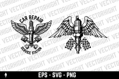 Winged motorcycle spark plug. Design elements for logo Product Image 1