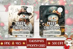 Watercolor Snowman Money Card Designs, Christmas Gift Card Product Image 1