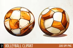 Volleyball Clipart Sublimation, Watercolor Clipart Product Image 1