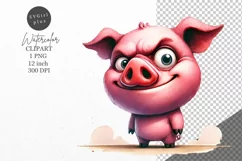 Crazy pig clipart, pig clipart, Funny clipart Product Image 1