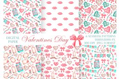 Valentine&#039;s day seamless pattern. Love, heart, kiss, arrow. Product Image 1