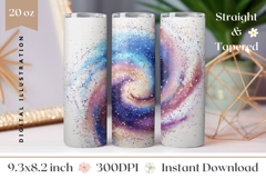 Watercolor Space Tumbler Design, Glitter Tumbler Template Product Image 1