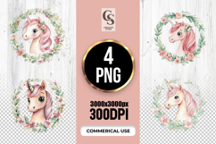 Floral Unicorn Wreath Clipart Sublimation PNG Product Image 1