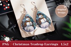Stained Glass Christmas Earring, Winter Snowman Sublimation Product Image 1
