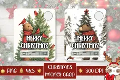 Cartoon Christmas Bear Money Card, Christmas Gift Card Print Product Image 1