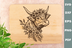 Highland cow Design, Cutting board SVG, Laser cut, Cricut Product Image 2